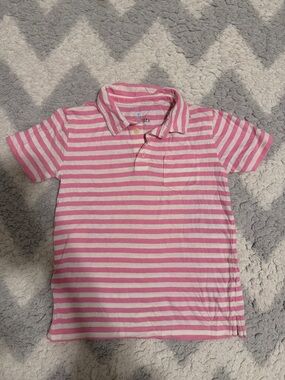 Crewcuts Pink & White Striped Polo Shirt for Kids size S (6-7)